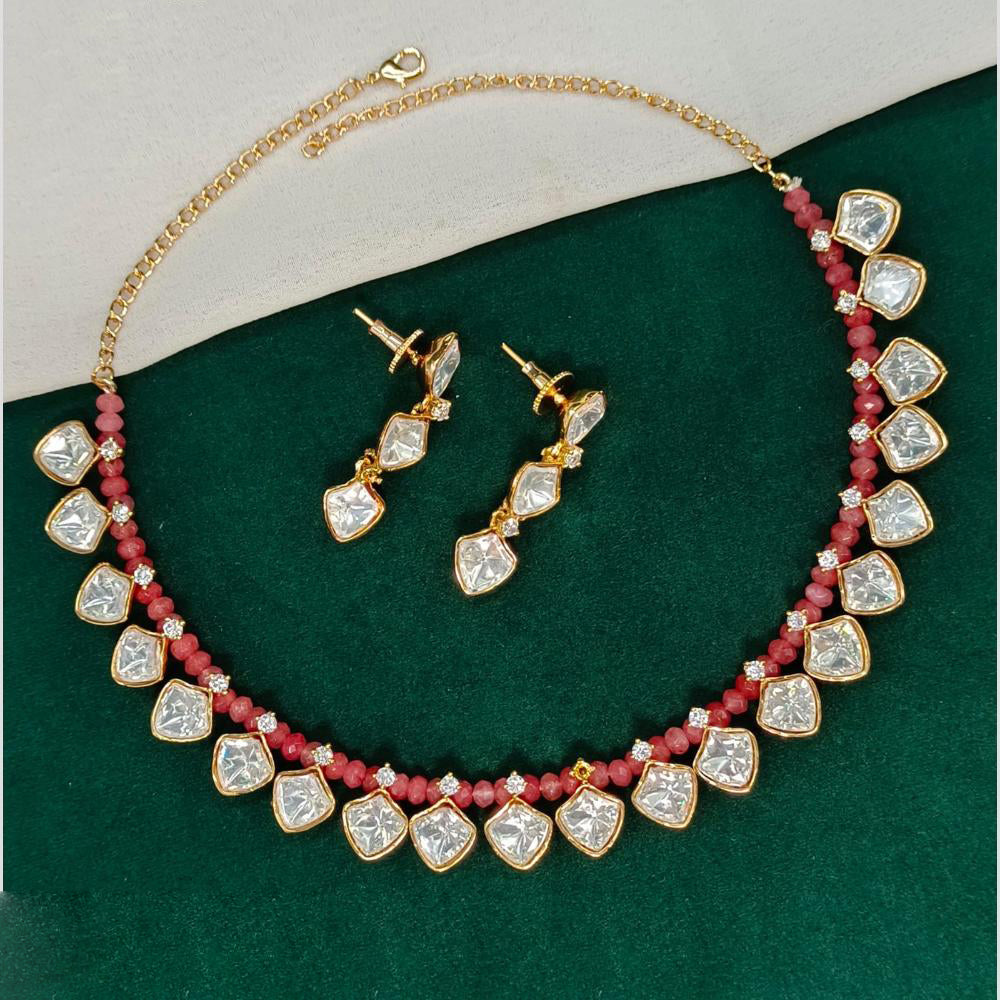 Royal Kundan Jewellery Gold Plated Polki Kundan Necklace Set
