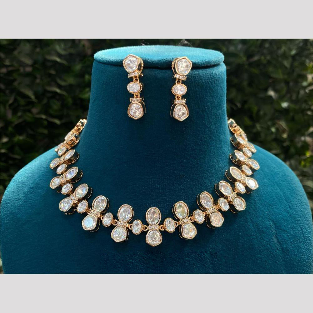 Royal Kundan Jewellery Gold Plated Polki Kundan Stone Necklace Set