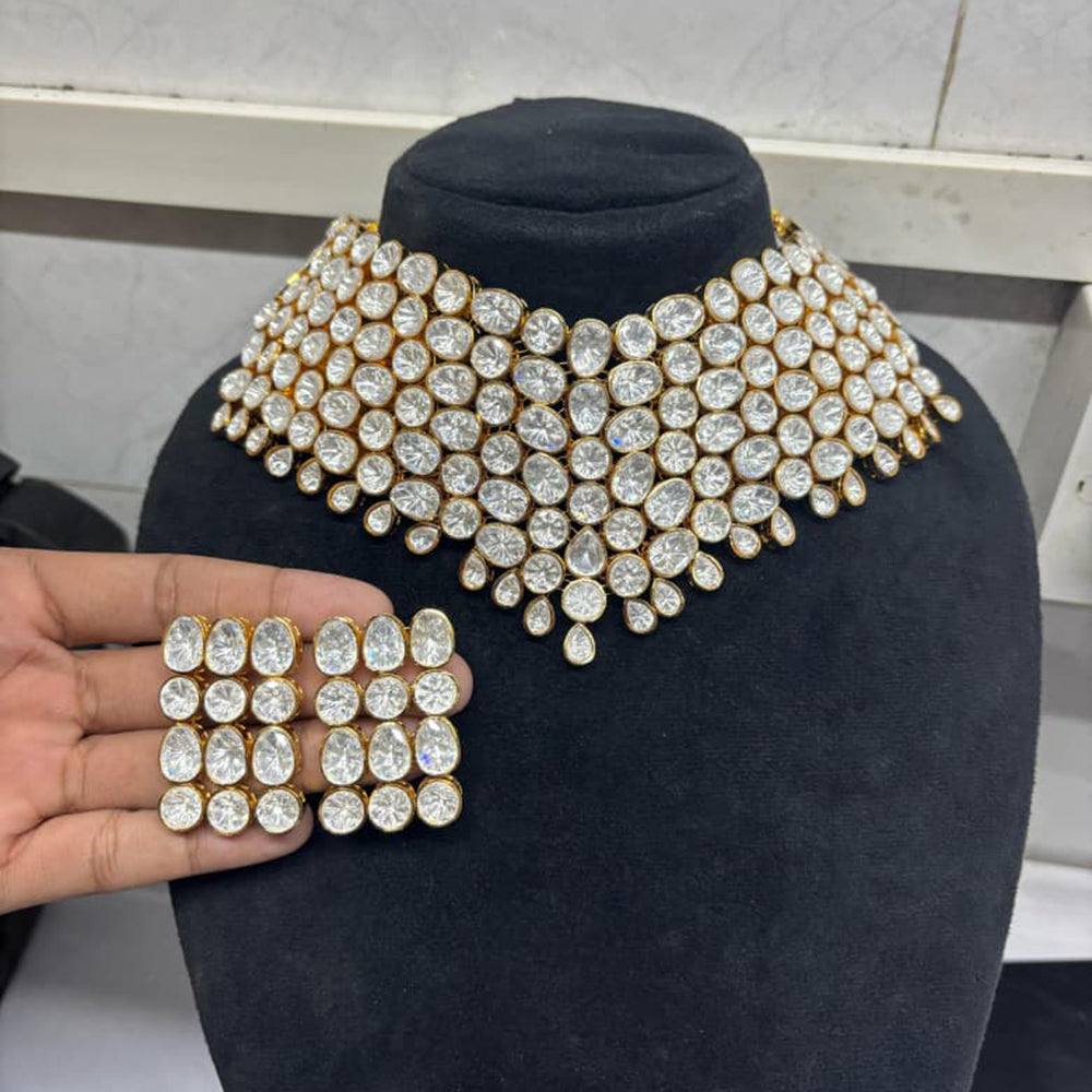 Royal Kundan Jewellery Heavy Polki Kundan Stone Necklace Set