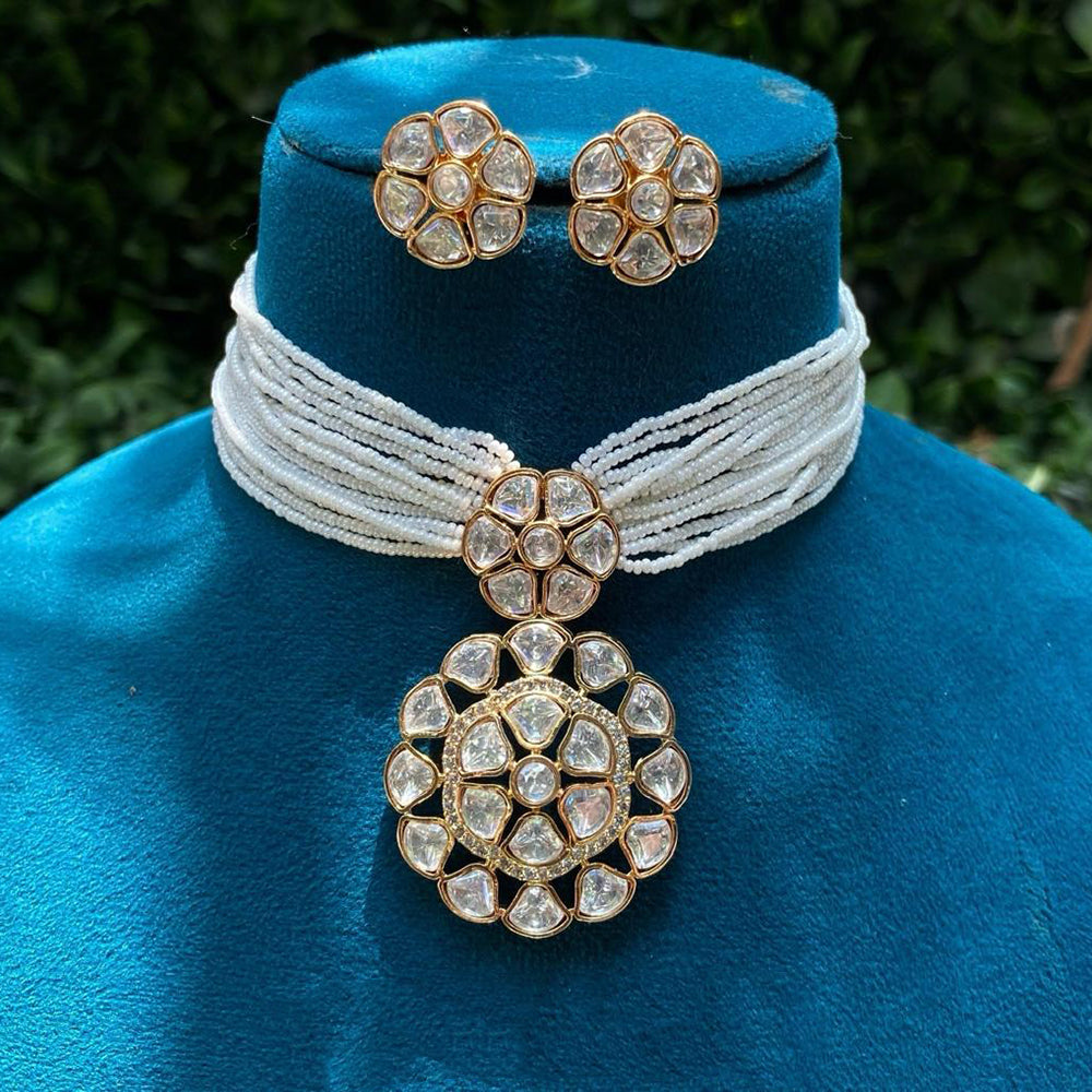 Royal Kundan Jewellery Heavy Polki Kundan Choker Necklace Set