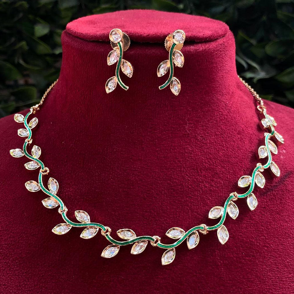 Royal Kundan Jewellery Polki Kundan and Meenakari Exquisite Leaf Necklace Set