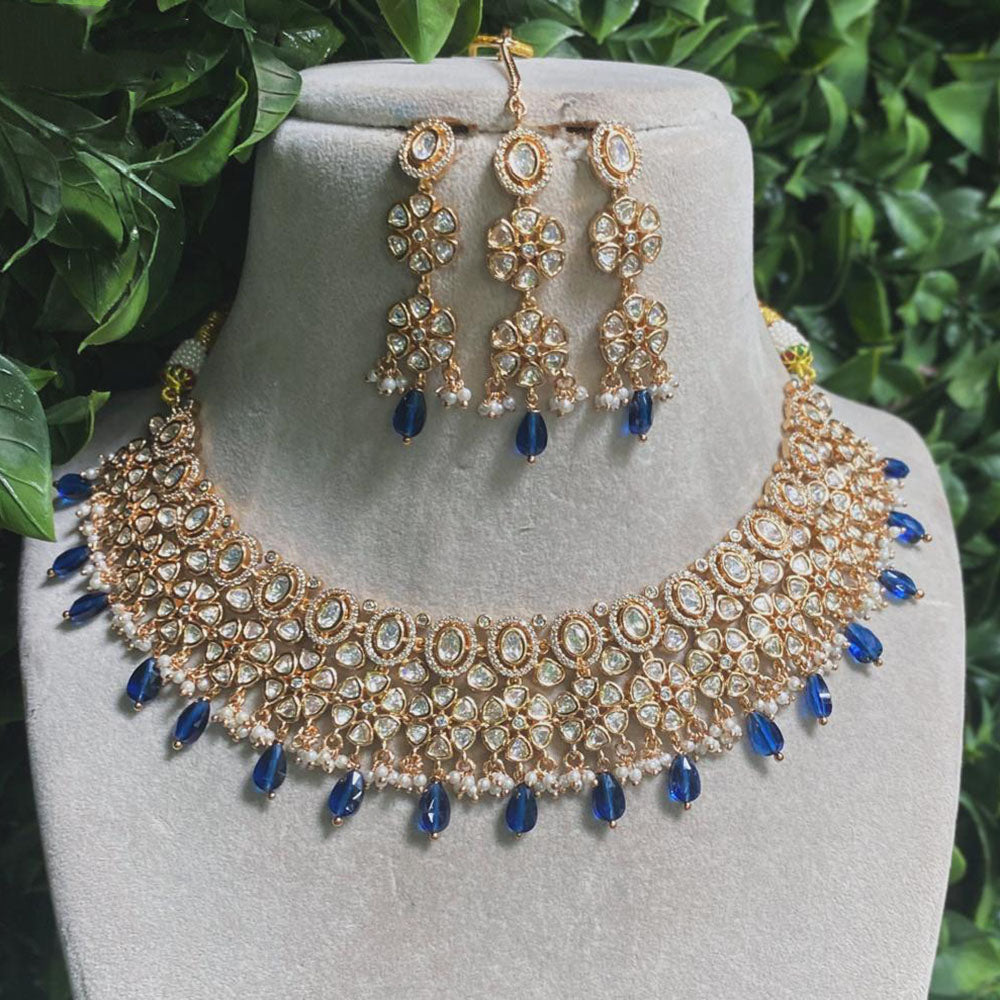 Royal Kundan Jewellery Designer Polki Kundan Stone And Beads Necklace Set