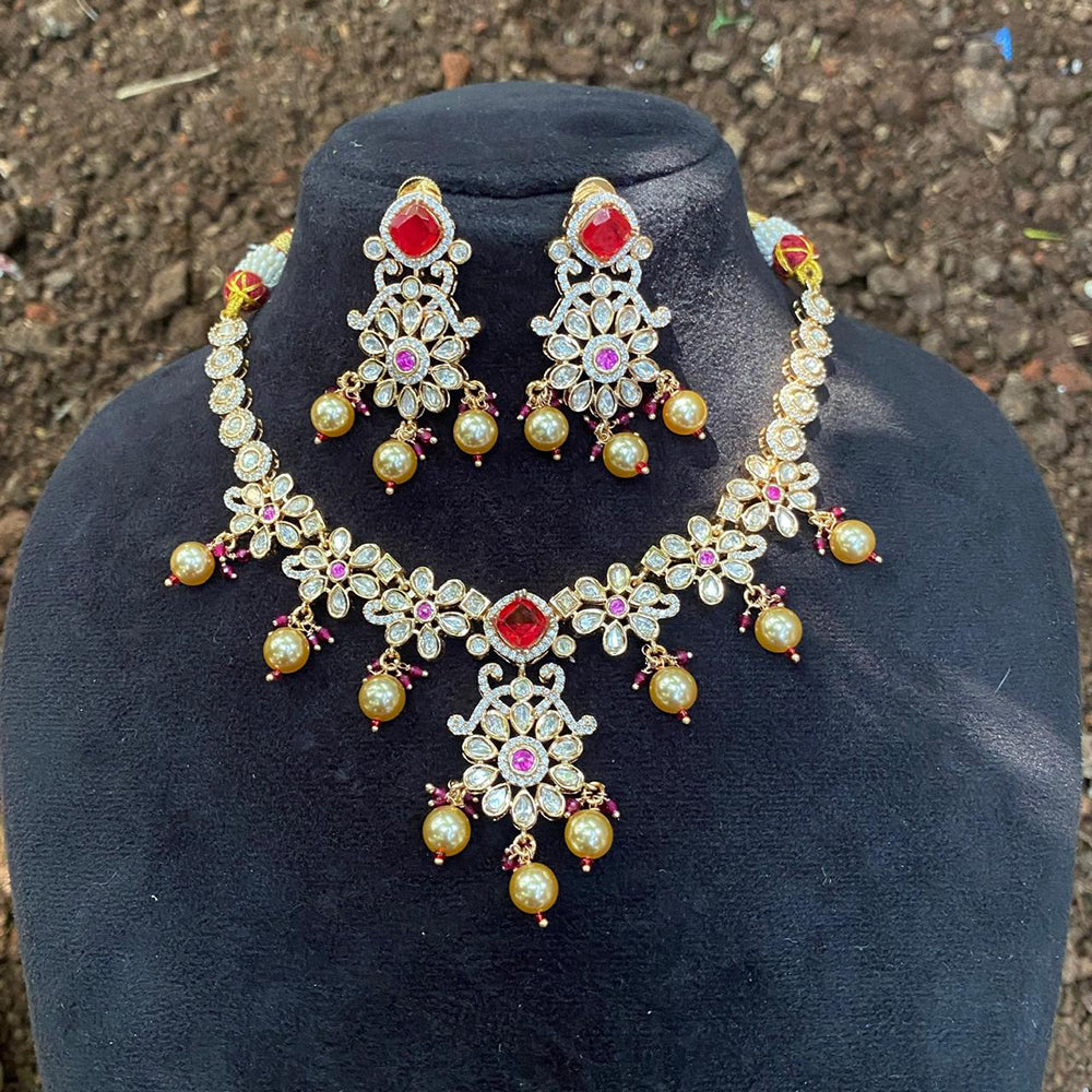 Royal Kundan Jewellery Nawabi Charm Polki Kundan Stone And Pearl Necklace Set