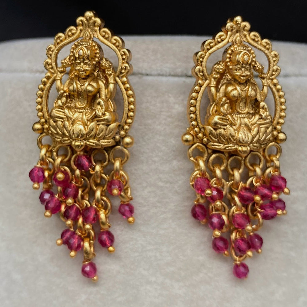 Royal Kundan Jewellery Antique Temple Pearl Hanging Earrings
