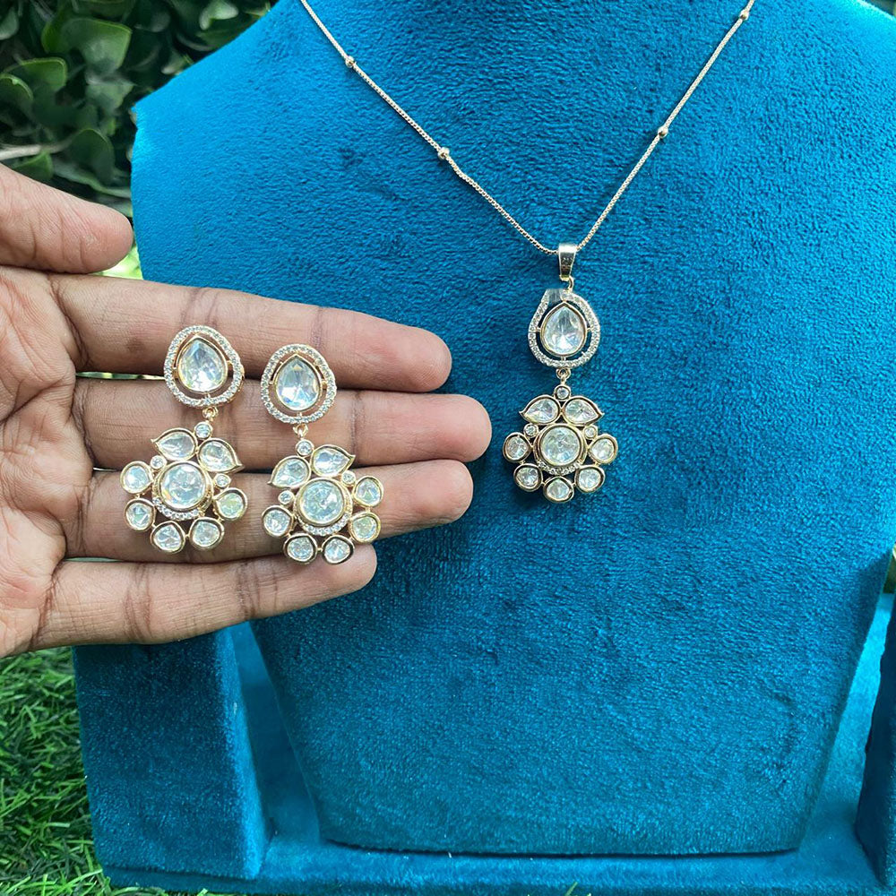 Royal Kundan Jewellery Classic Polki Kundan Stone Pendant Set