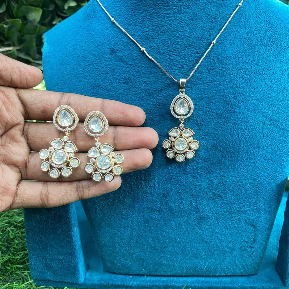 Royal Kundan Jewellery Classic Polki Kundan Stone Pendant Set