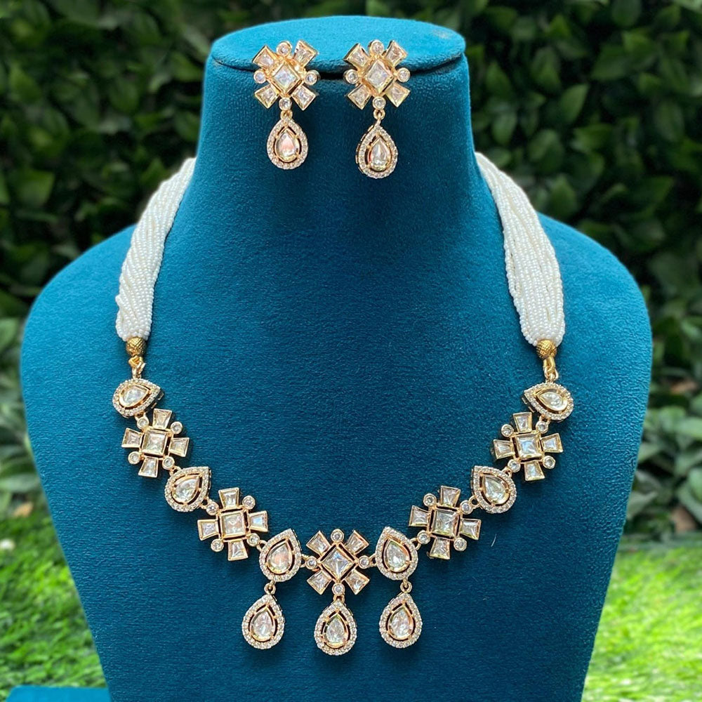 Royal Kundan Jewellery Designer Polki Kundan Stone And Pearl Necklace Set