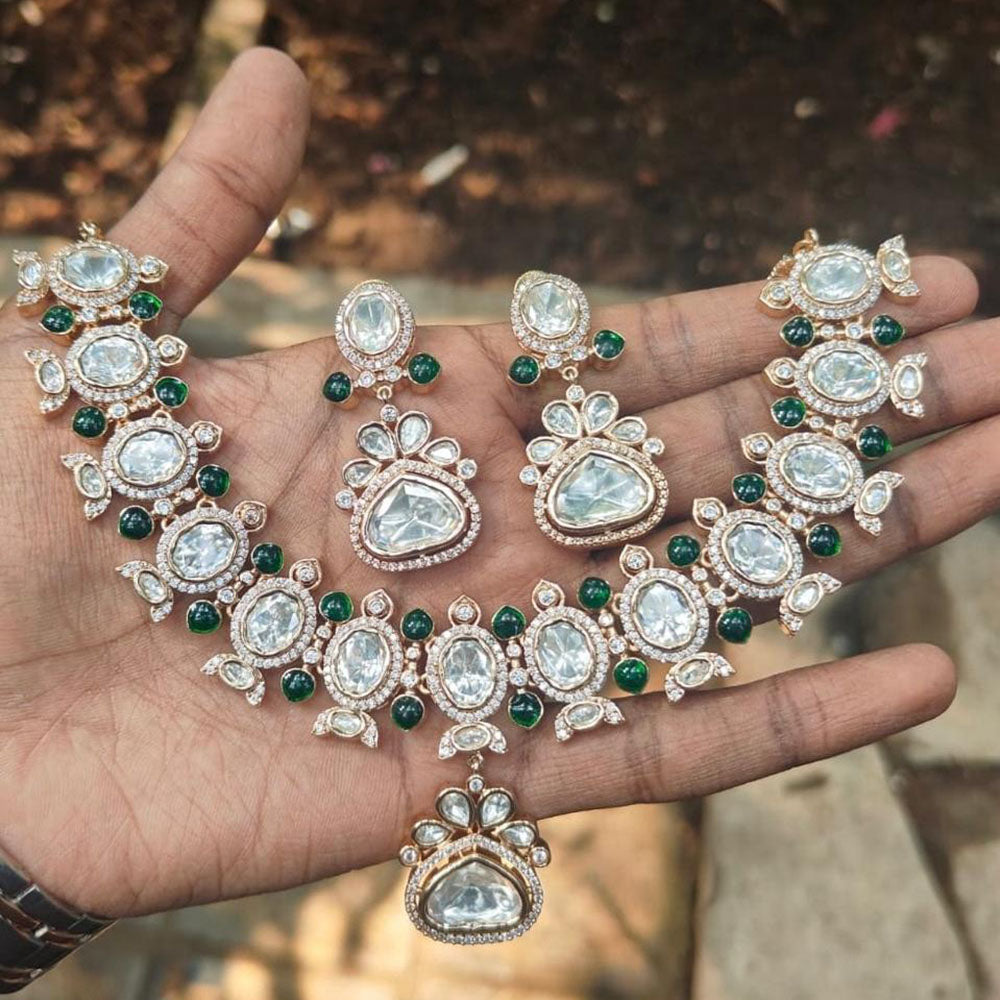 Royal Kundan Jewellery Designer Polki Kundan Stone Necklace Set