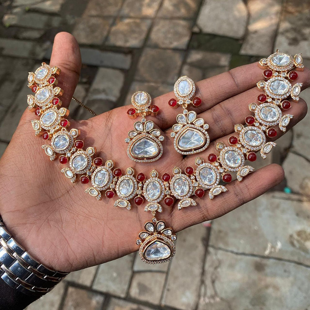 Royal Kundan Jewellery Designer Polki Kundan Stone Necklace Set