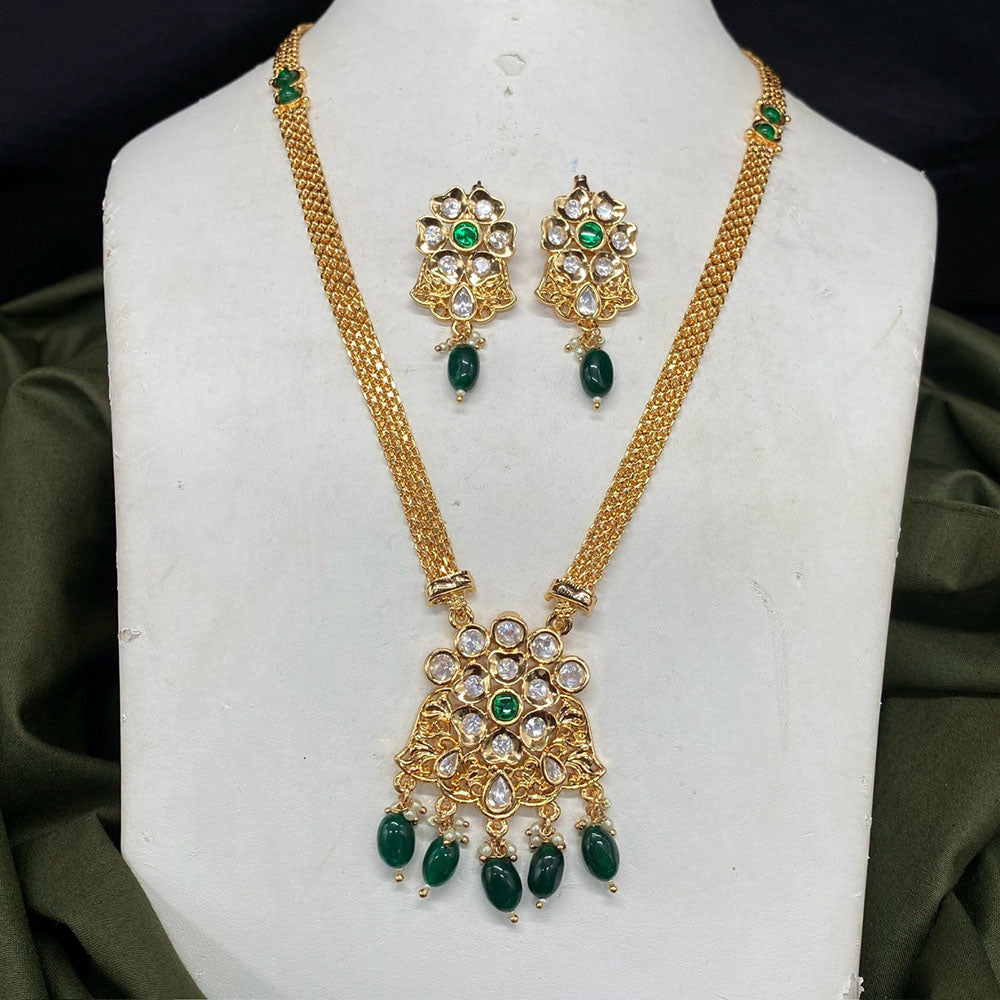 Royal Kundan Jewellery Trendy Polki Kundan Stone And Beads Necklace Set
