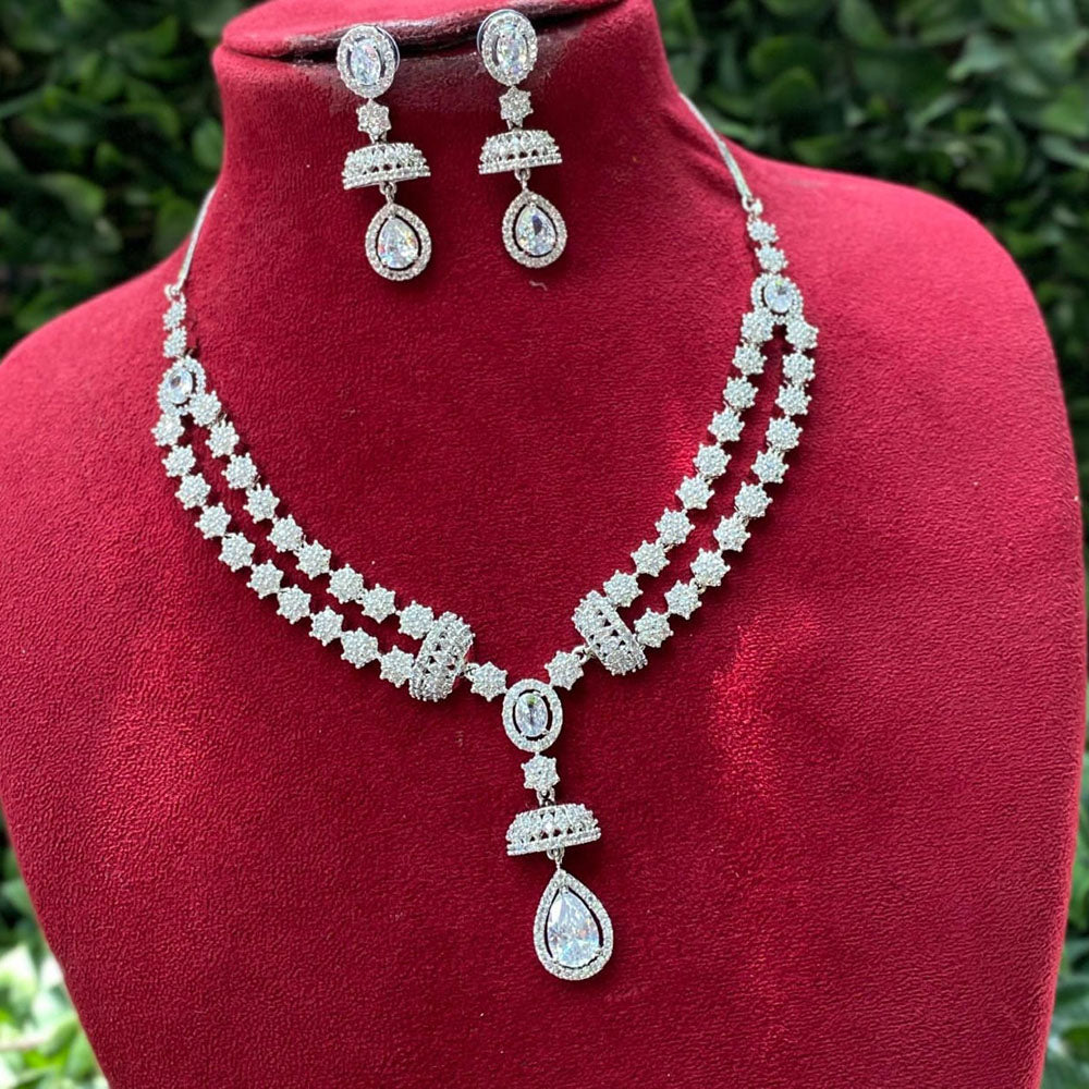 Royal Kundan Jewellery Glamorous American Diamond Necklace Set