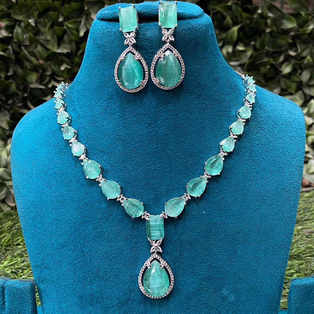 Royal Kundan Jewellery Gold Plated American Daimonds Necklace Set