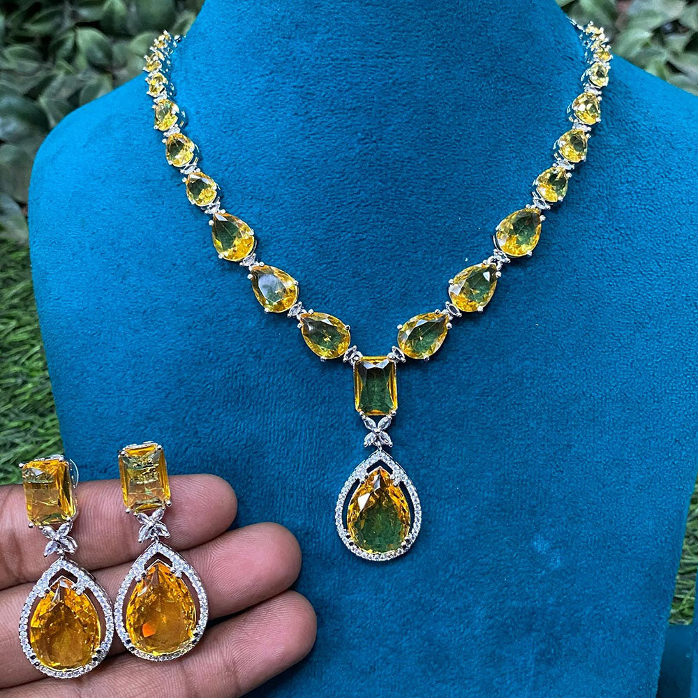 Royal Kundan Jewellery Gold Plated American Daimonds Necklace Set