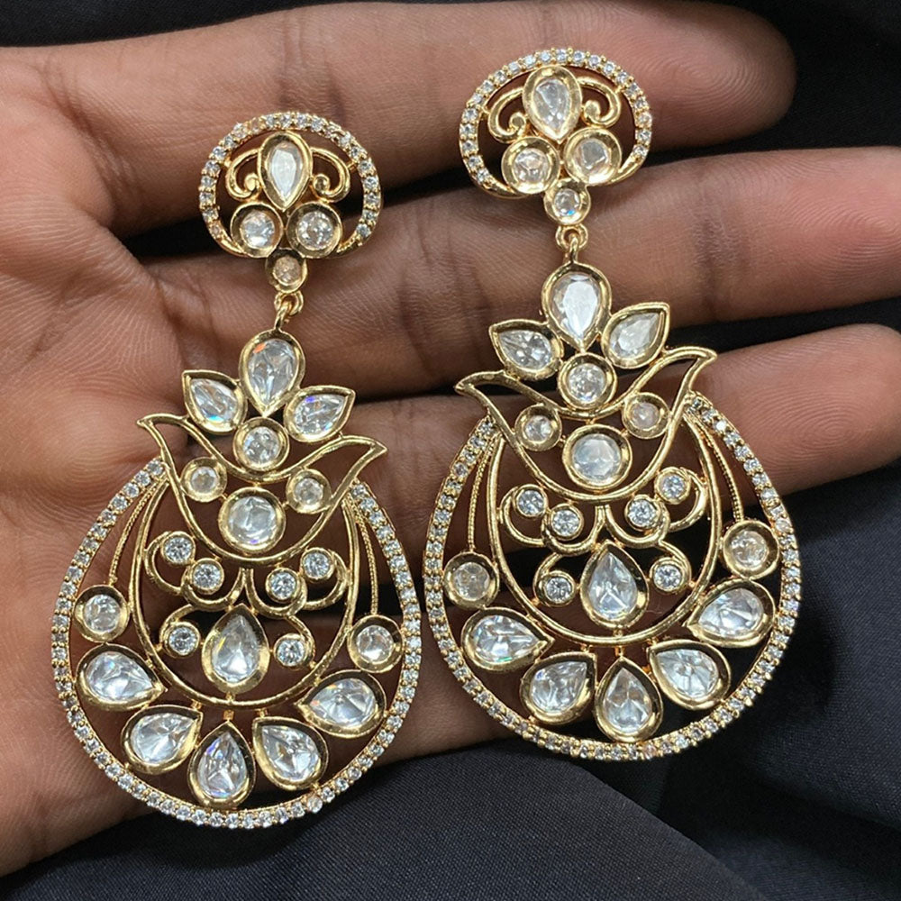 Royal Kundan Jewellery Royal Look Polki Kundan Stone Dangler Earrings