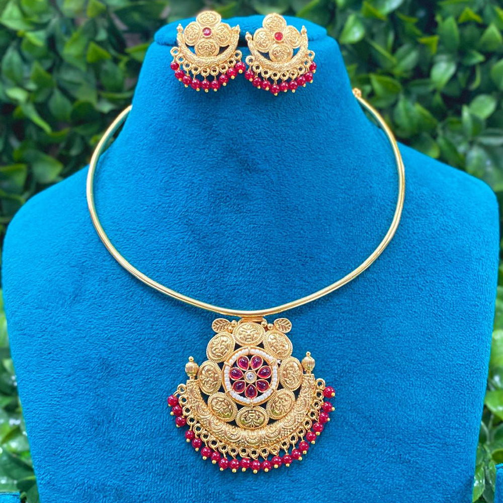 Royal Kundan Jewellery Grand Pota Stone And Pearl Necklace Set