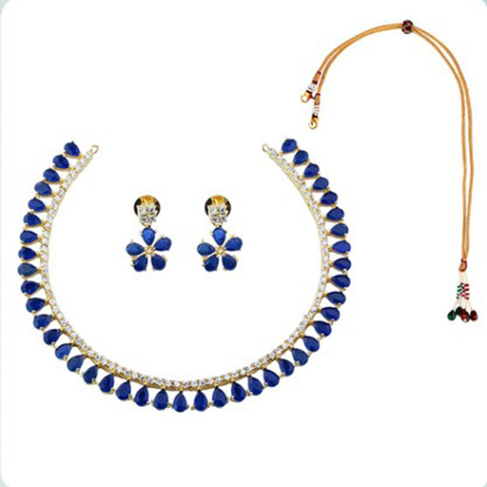Beeji Creations Gold Plated Crystal Stone Necklace Set