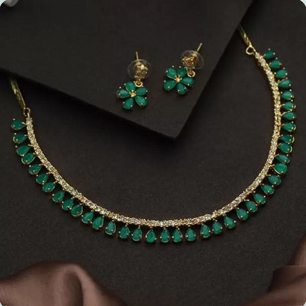 Beeji Creations Gold Plated Crystal Stone Necklace Set