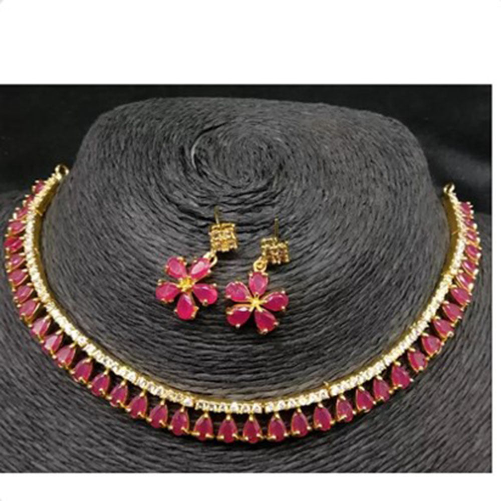 Beeji Creations Gold Plated Crystal Stone Necklace Set