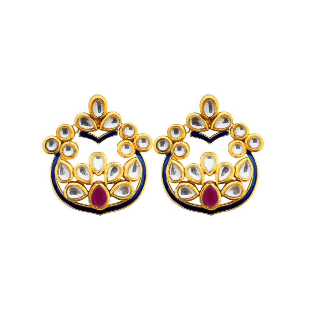Hania Jewels Gold Plated Kundan Stone Studs Earrings
