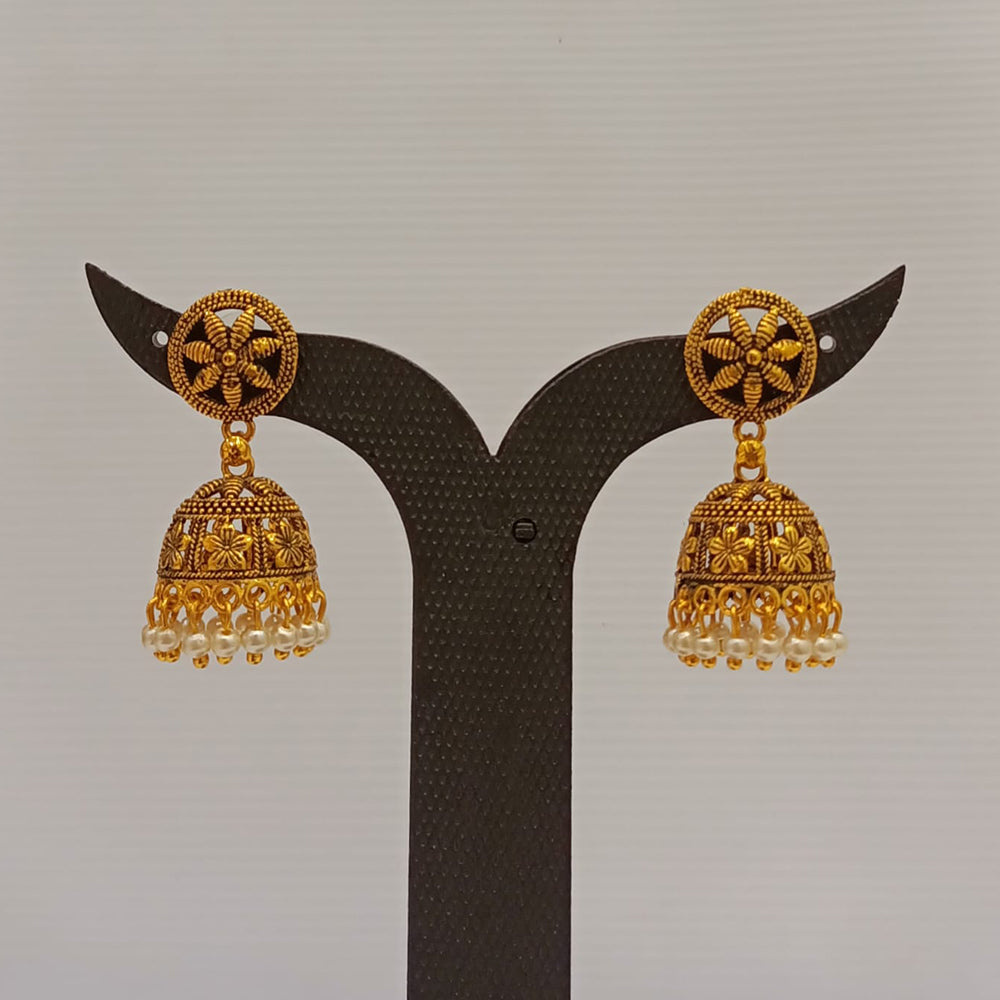 Dariyalal Sales Gold Plated Pearl Jhumki Earrings