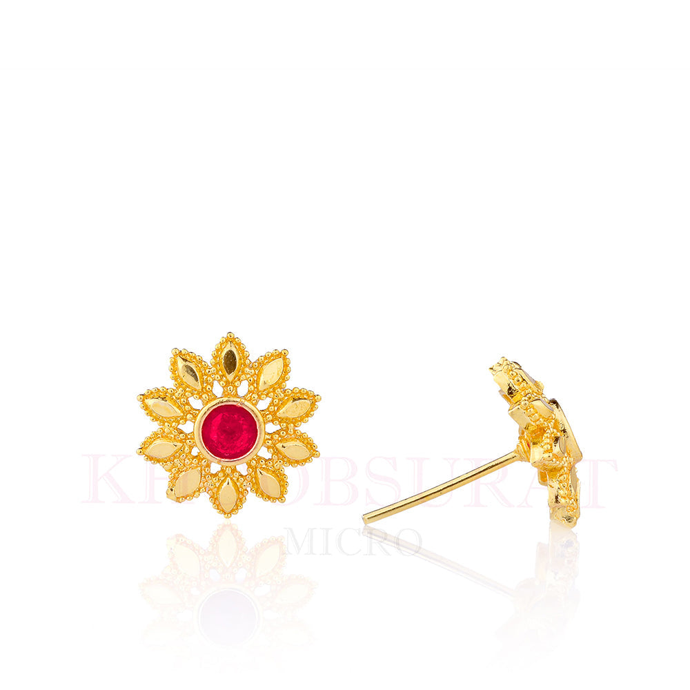 Dariyalal Sales Gold Plated Pota Stone Stud Earrings