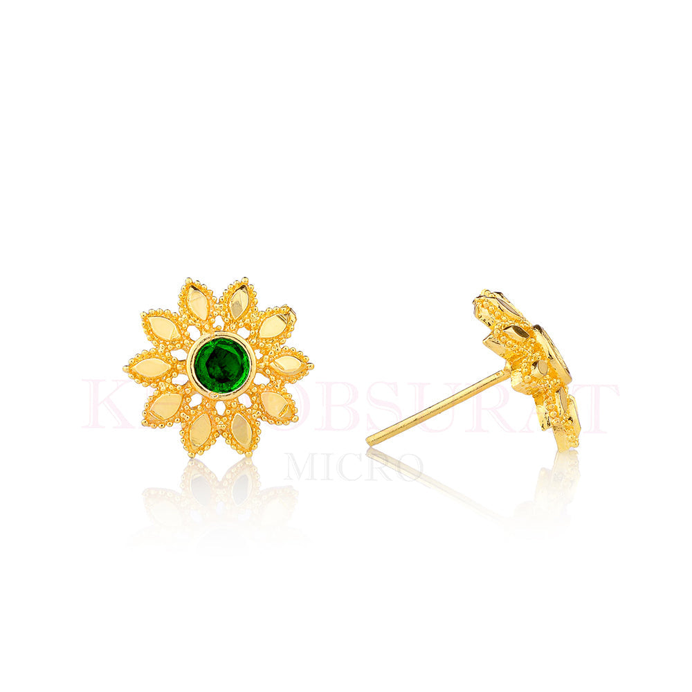 Dariyalal Sales Gold Plated Pota Stone Stud Earrings