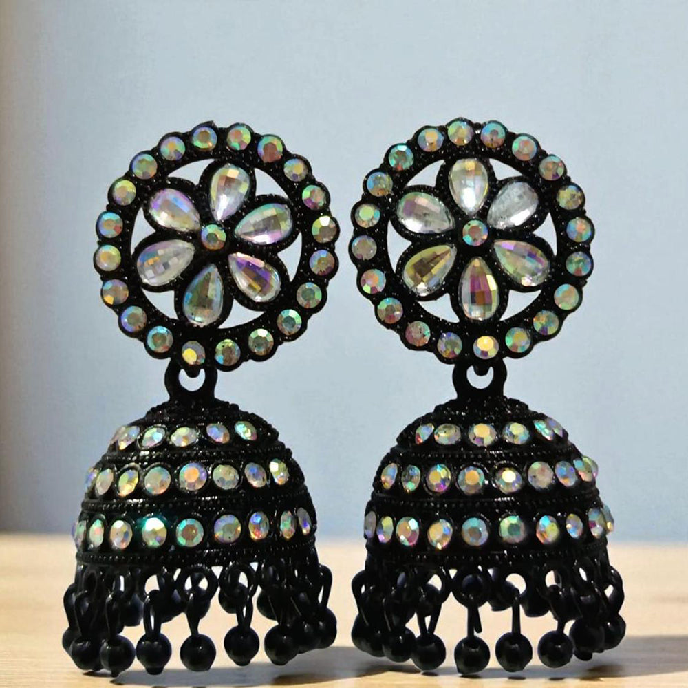 VM Antique Style Black Polish Rainbow Austrian Stone And