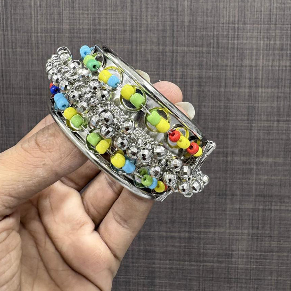 VM Imitation Oxidised Plated Disco Pearl Beads Openable Bracelet
