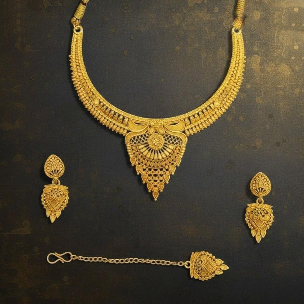 VM Imitation Royal Antique Gold Plated Necklace Set