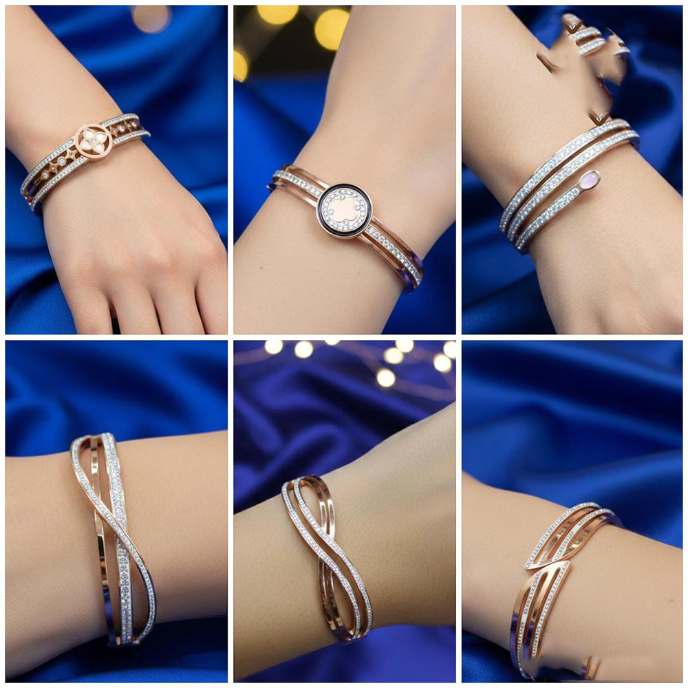 VM Imitation Delicate Austrian Stone Adjustable Bracelet (Assorted Desing) ( Pack of 12)