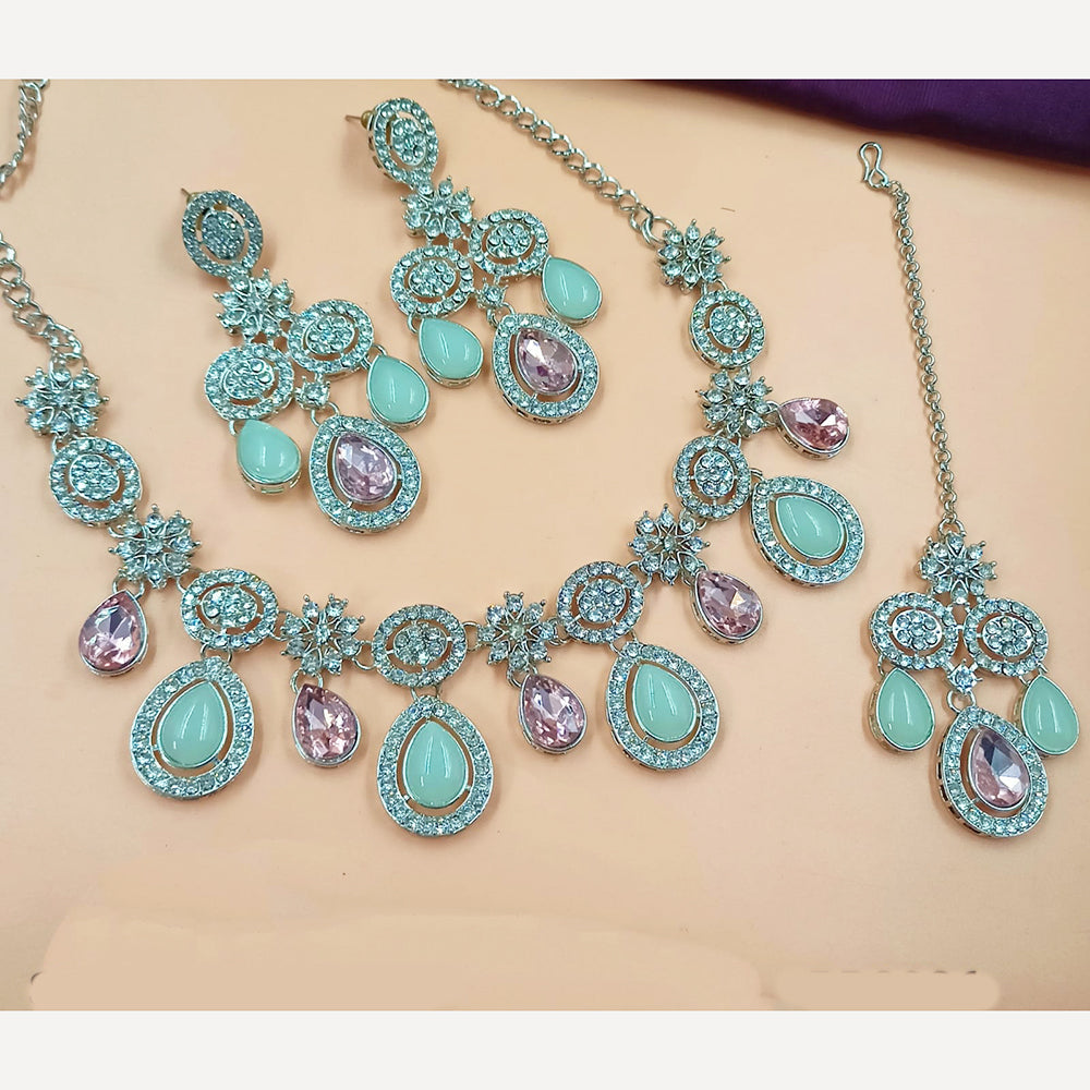 NAFJ Silver Plated Austrian Stone Necklace Set