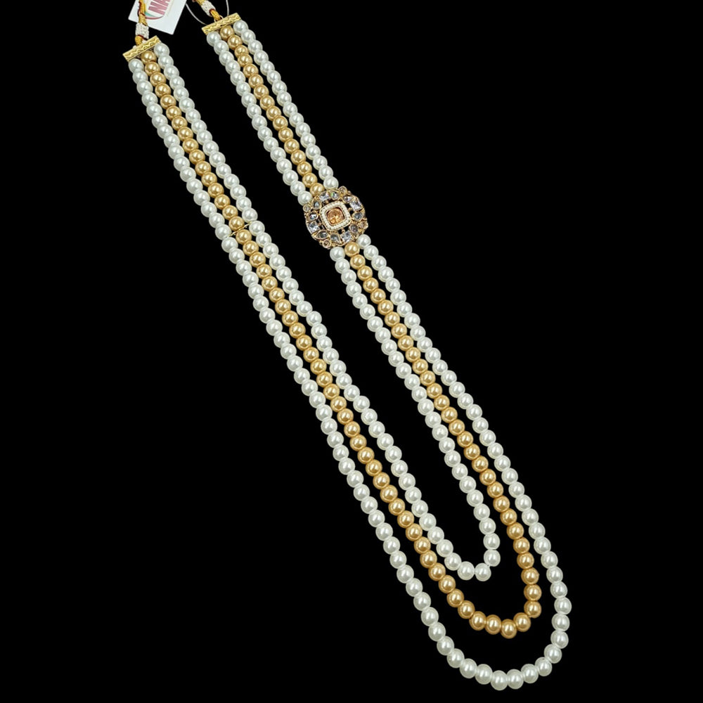 NAFJ Gold Plated Austrian Stone & Beads Long Necklace