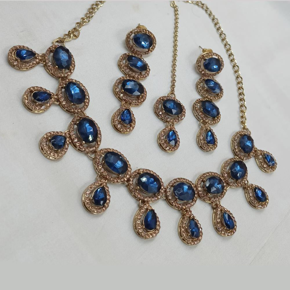 NAFJ Gold Plated Crystal Stone And Austrian Stone Necklace Set