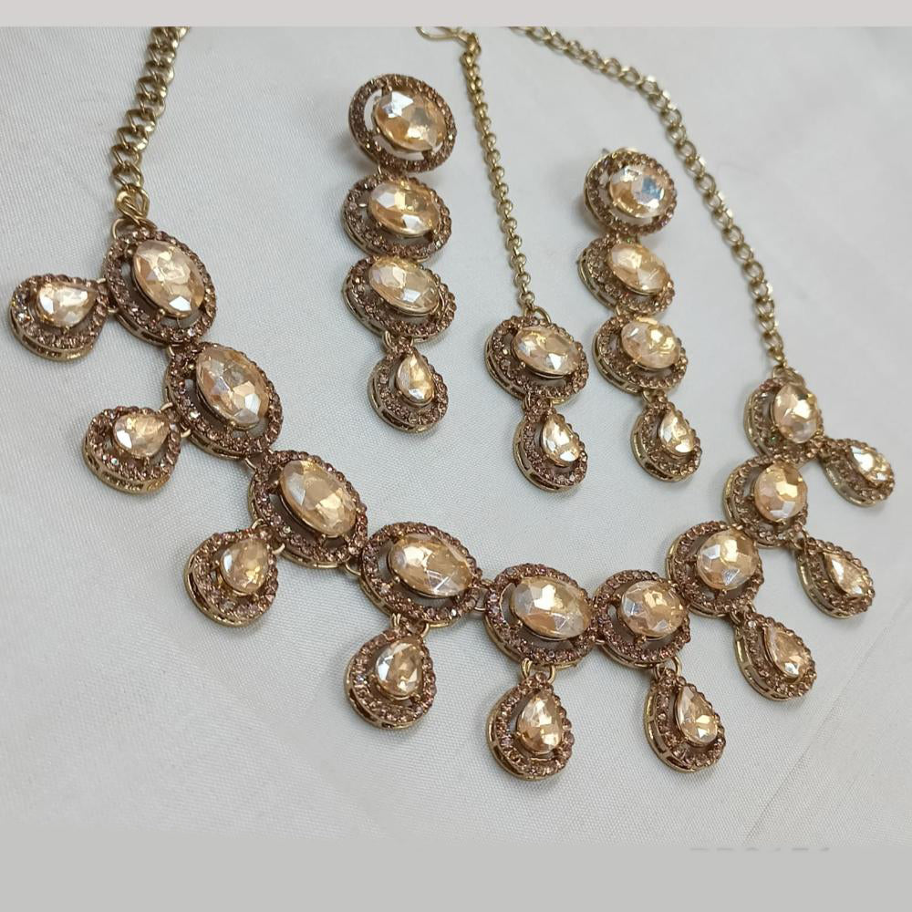 NAFJ Gold Plated Crystal Stone And Austrian Stone Necklace Set