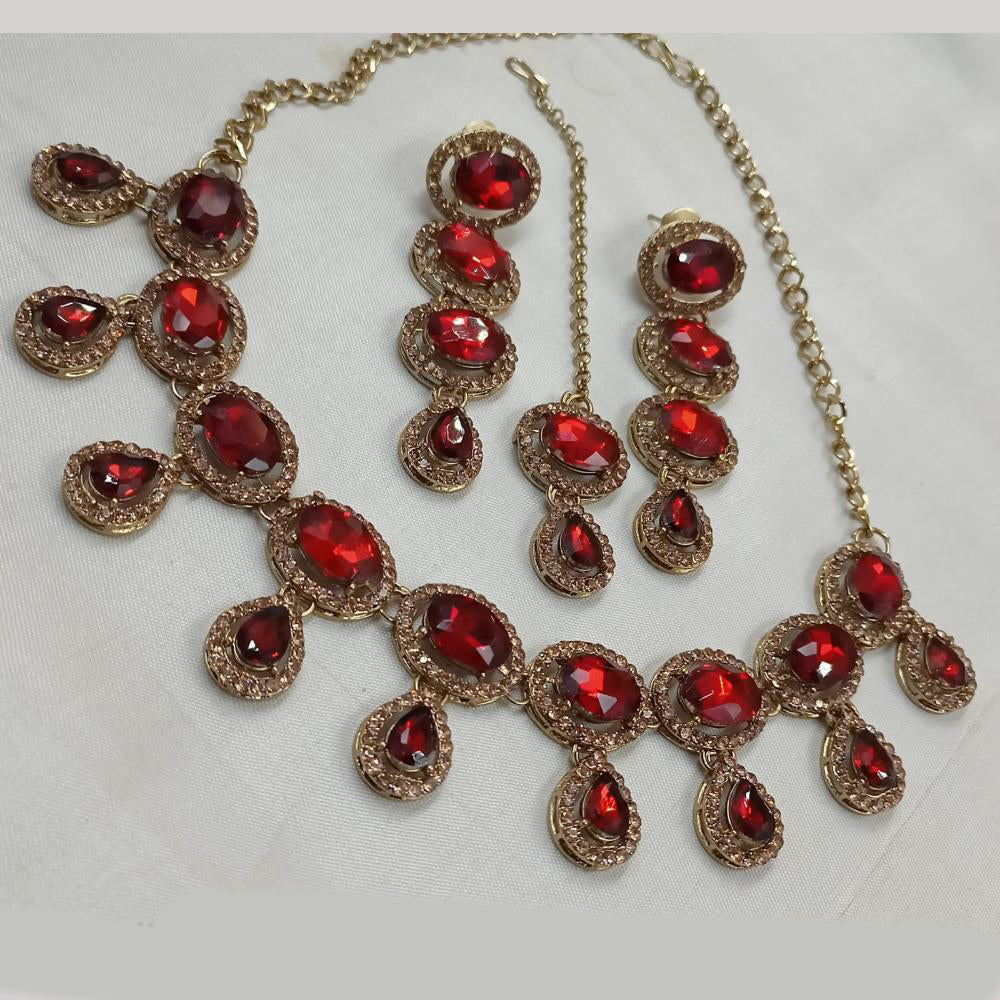 NAFJ Gold Plated Crystal Stone And Austrian Stone Necklace Set