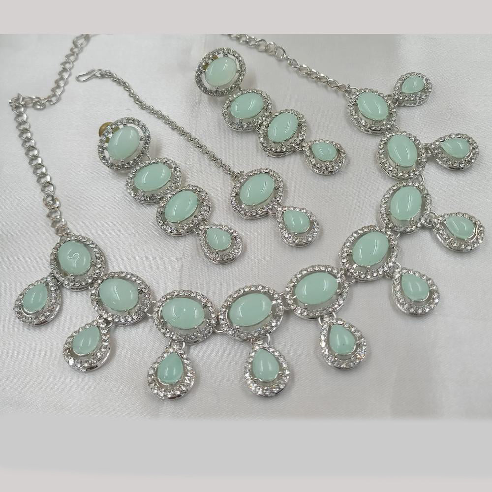 NAFJ Silver Plated Crystal Stone And Austrian Stone Necklace Set