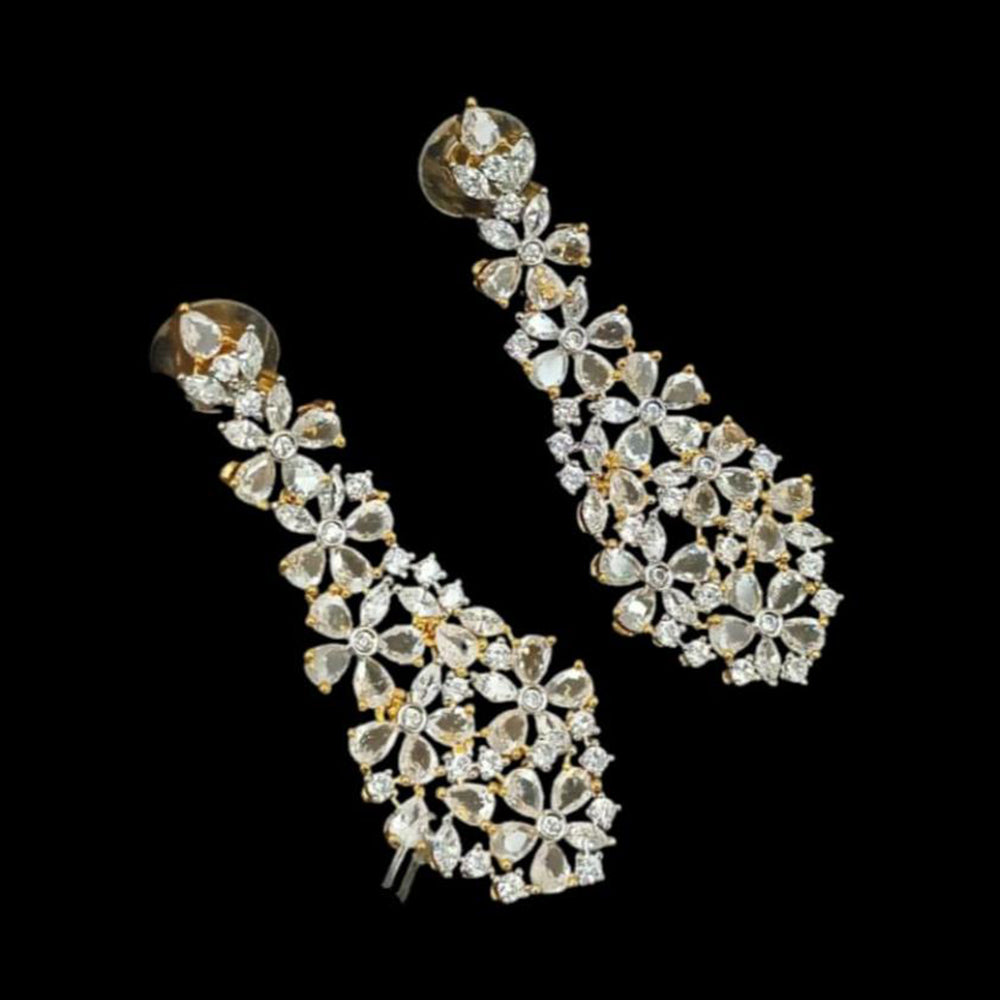 NAFJ Gold Plated American Diamonds Dangler Earrings