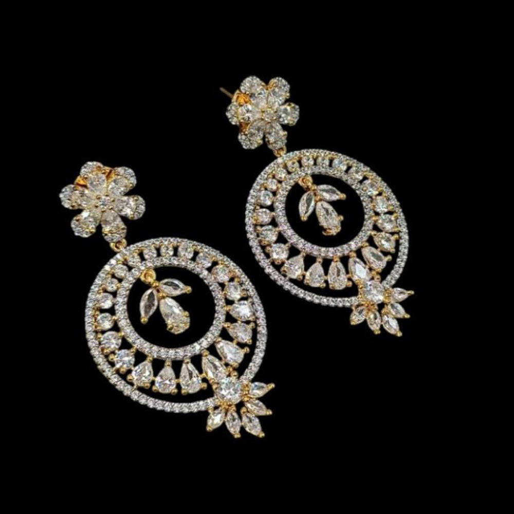 NAFJ Gold Plated American Diamonds Dangler Earrings