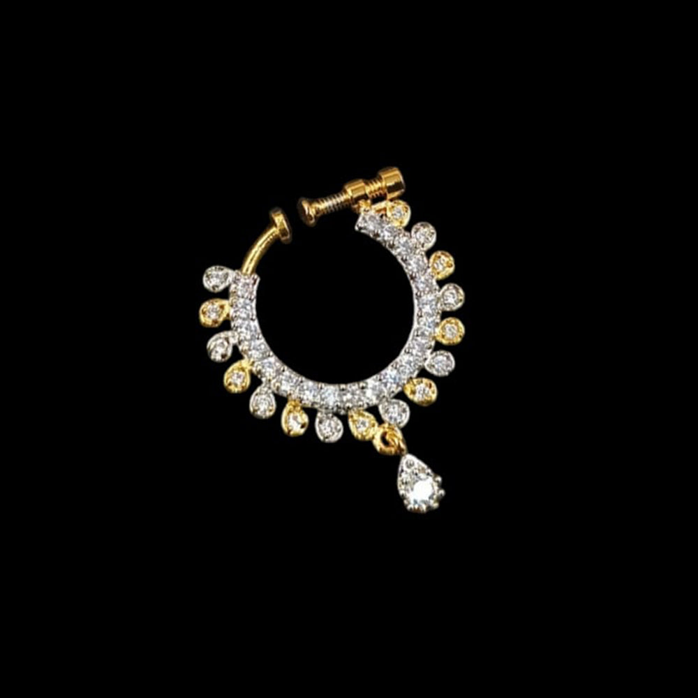 NAFJ Gold Plated Austrian Stone Nose Ring