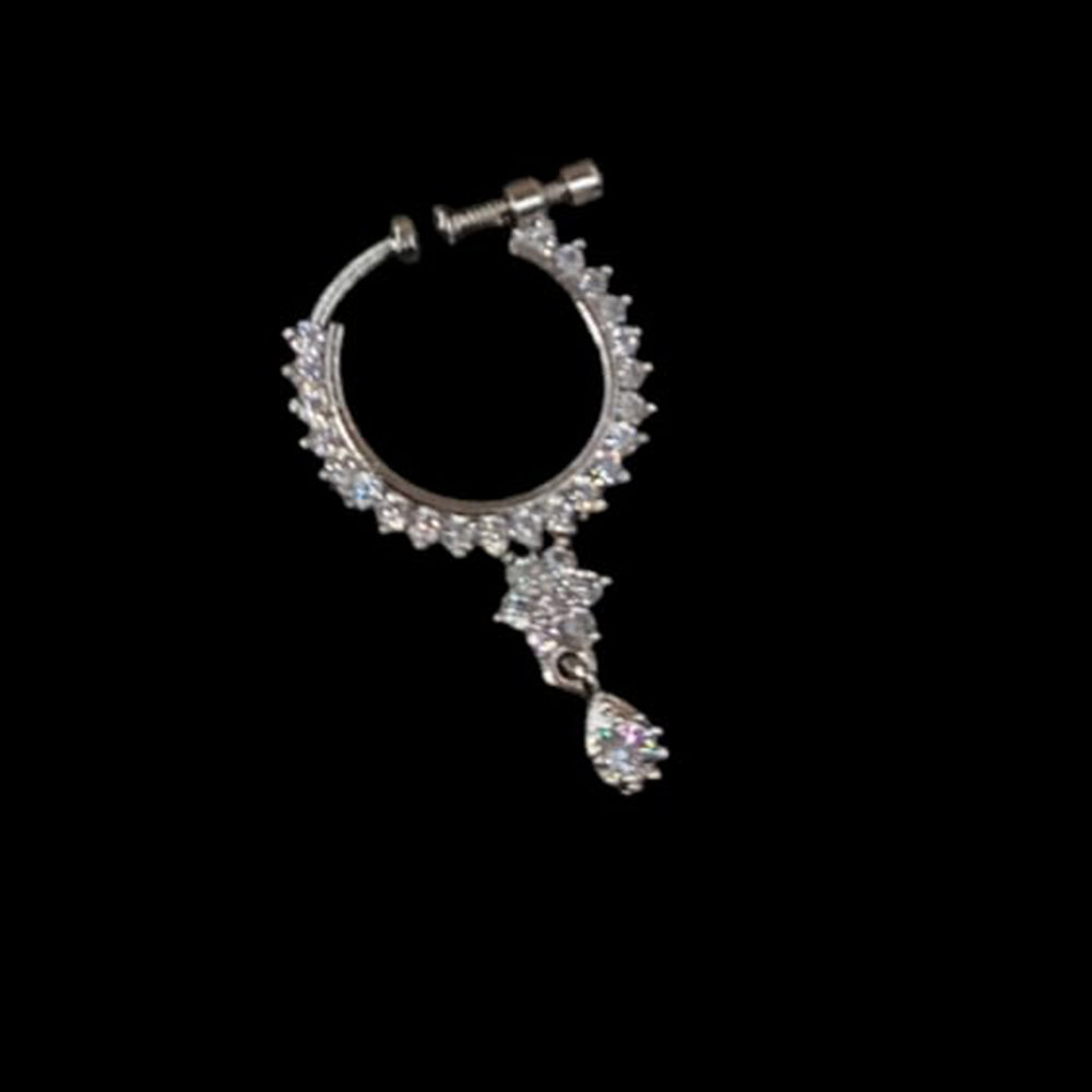 NAFJ Silver Plated Austrian Stone Nose Ring