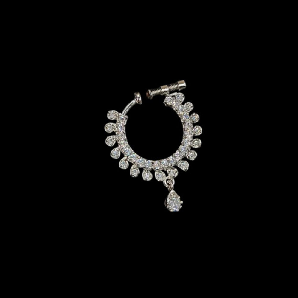 NAFJ Silver Plated Austrian Stone Nose Ring