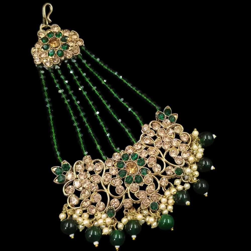 NAFJ Gold Plated Austrian Stone And Pearls Pasa