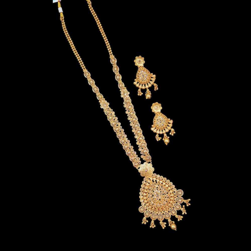 NAFJ Copper Gold Plated Pota Stone Long Necklace Set