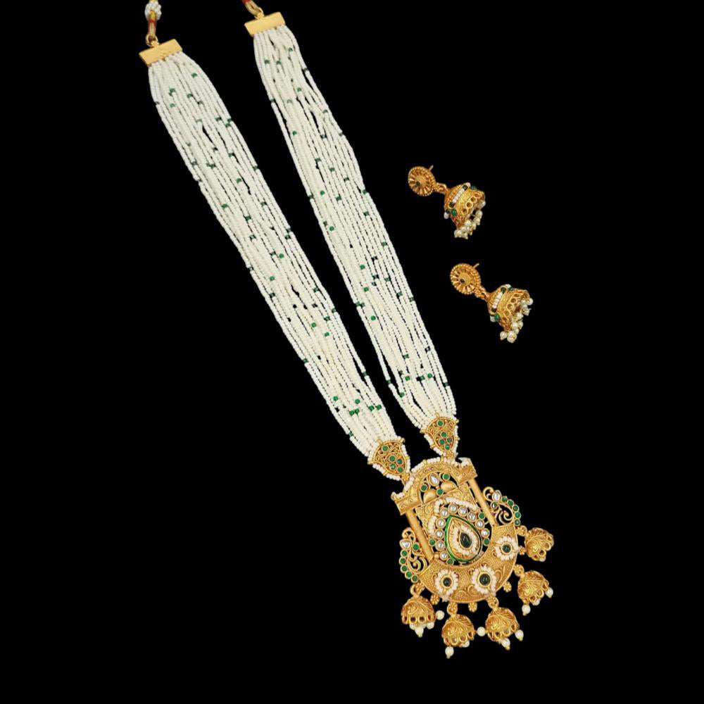 NAFJ Gold Plated Pearl Long Necklace Set