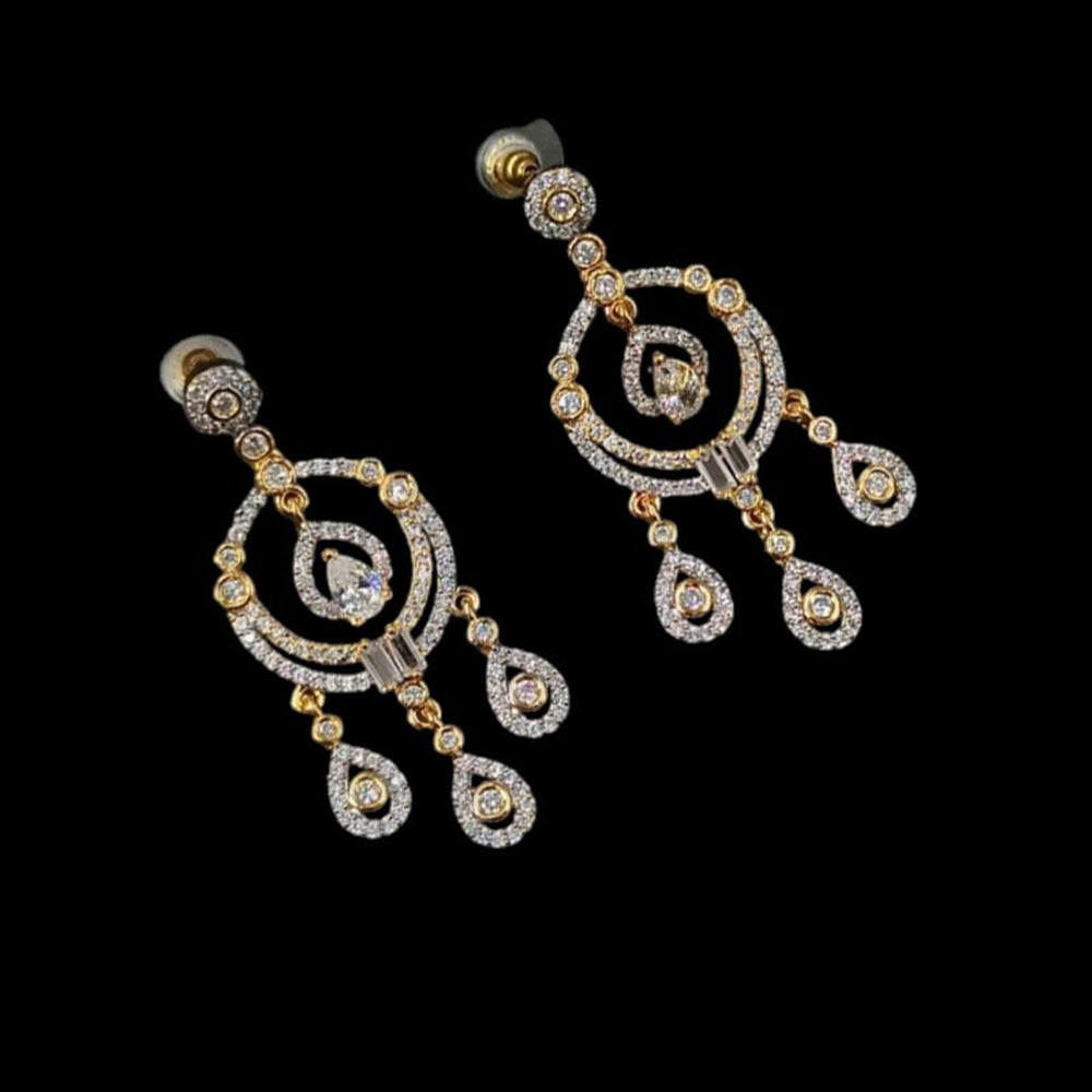 NAFJ Gold Plated American Diamonds Dangler Earrings