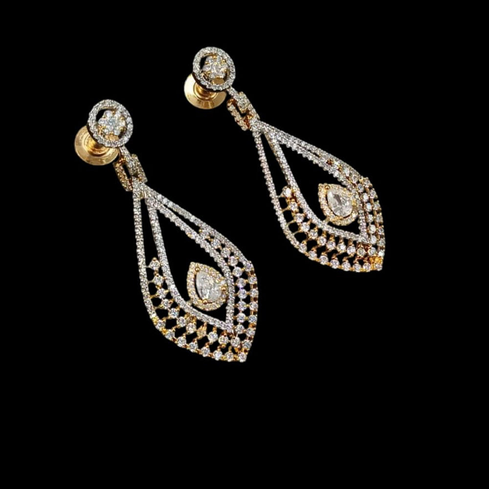 NAFJ Gold Plated American Diamonds Dangler Earrings