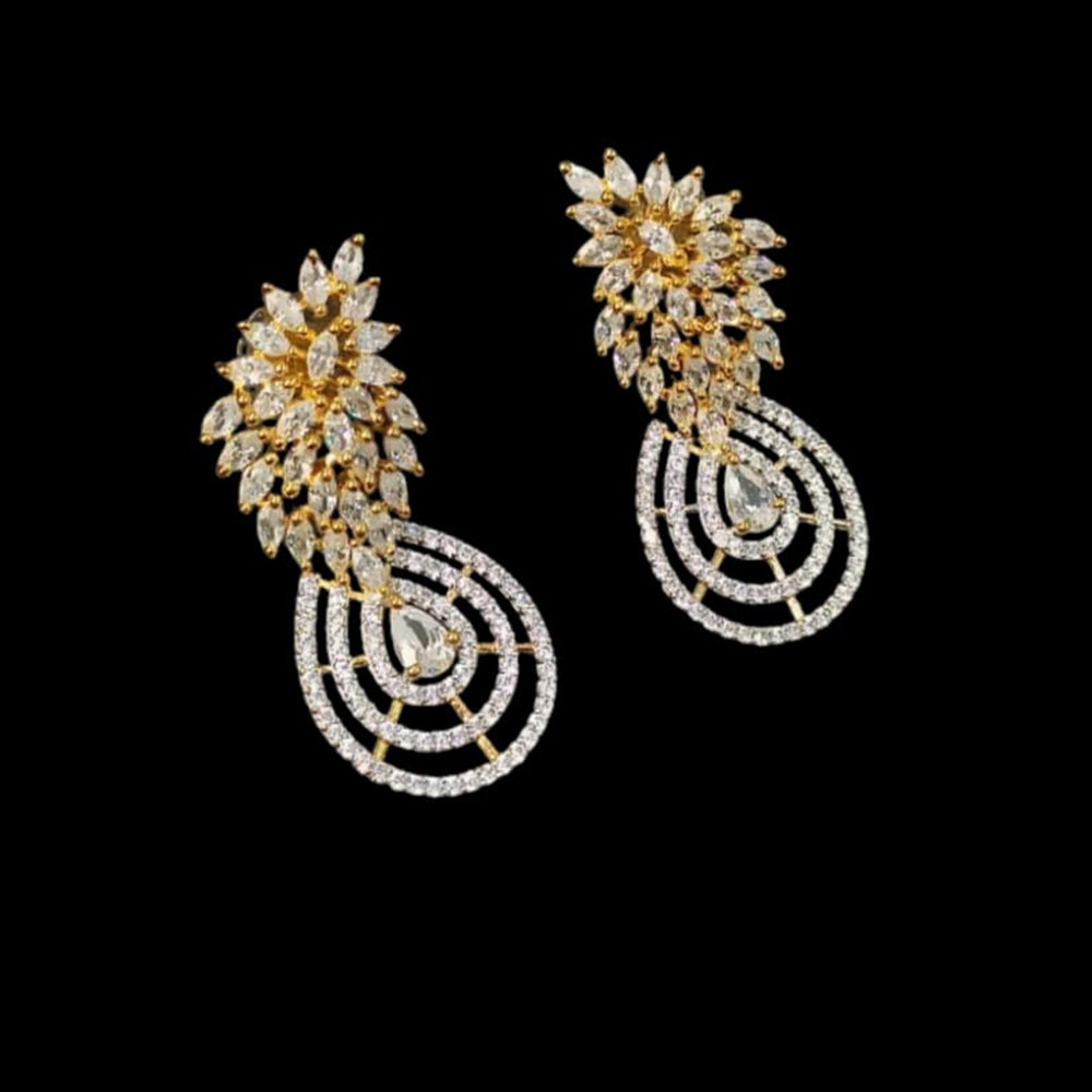 NAFJ Gold Plated American Diamonds Dangler Earrings
