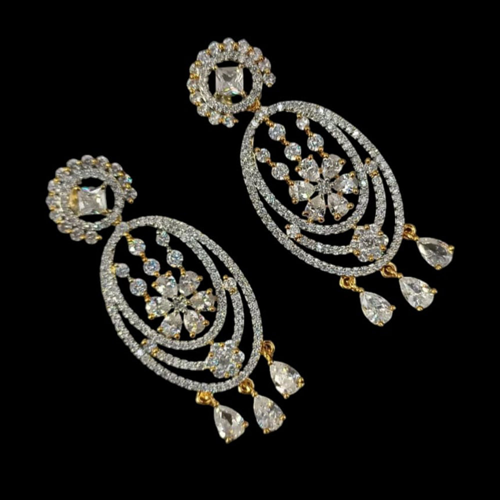 NAFJ Gold Plated American Diamonds Dangler Earrings