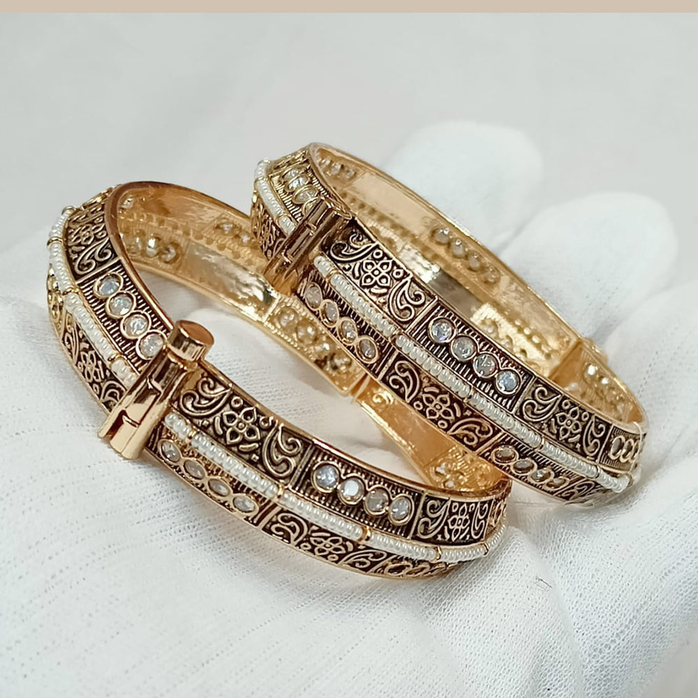 NAFJ Gold Plated Austrian Stone Openable Bangles Set