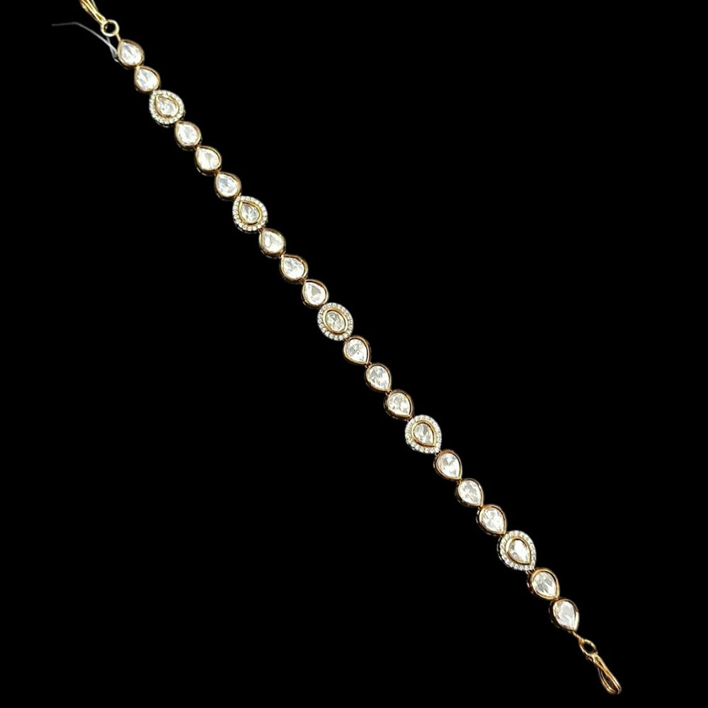 NAFJ Gold Plated Polki Kundan Stone Sheeshphool